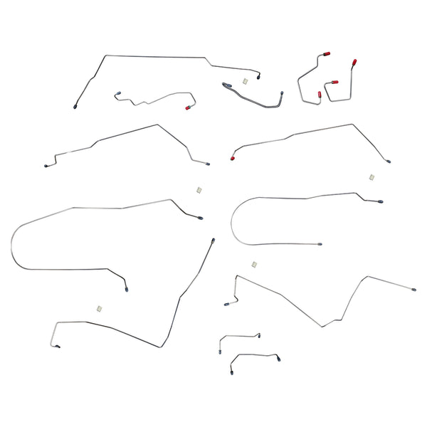 2000-07 Ford Focus Four-Wheel Disc w/ ABS & TC Complete Brake Line Kit 13pc, OE Steel
