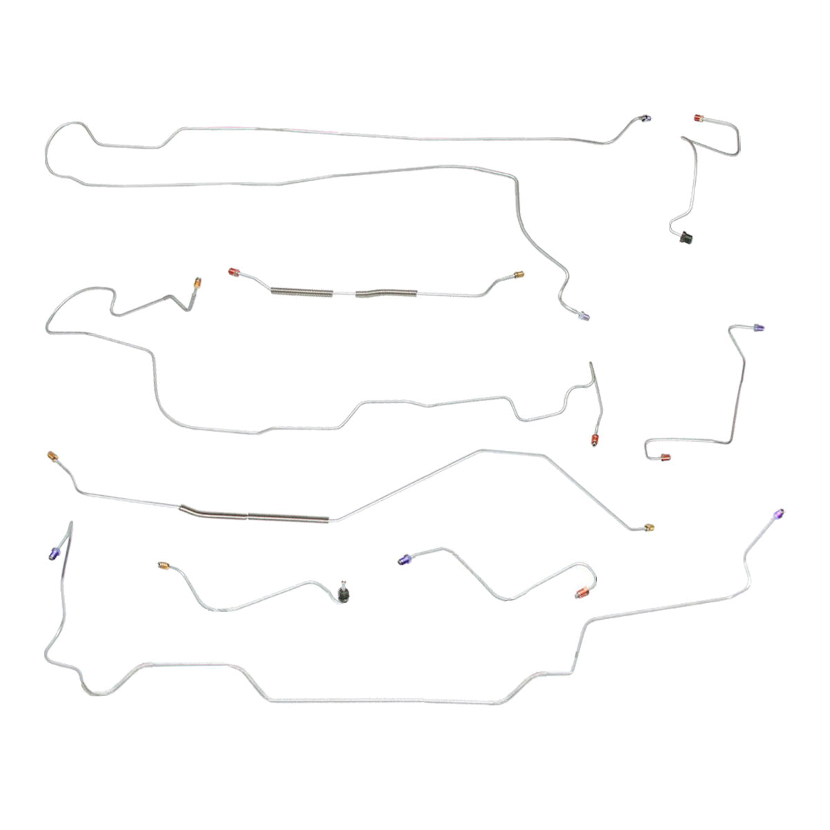 1968-69 Ford Torino/Fairlane Power Drum Brake Line Kit 9pc, OE Steel