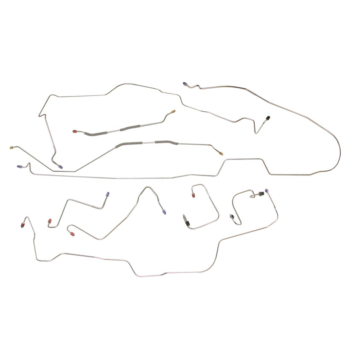 1970-71 Ford Torino Fairlane Manual Drum Brake Line Kit 9pc, OE Steel