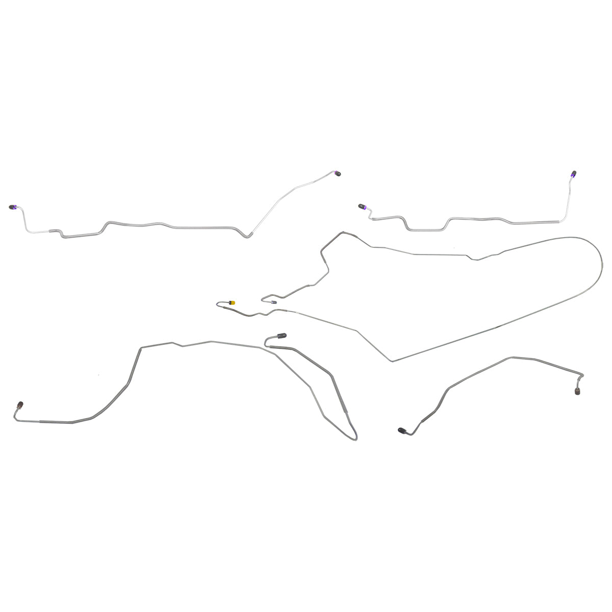 1972-76 Ford Gran Torino Manual Disc Brake Line Kit 7pc, OE Steel