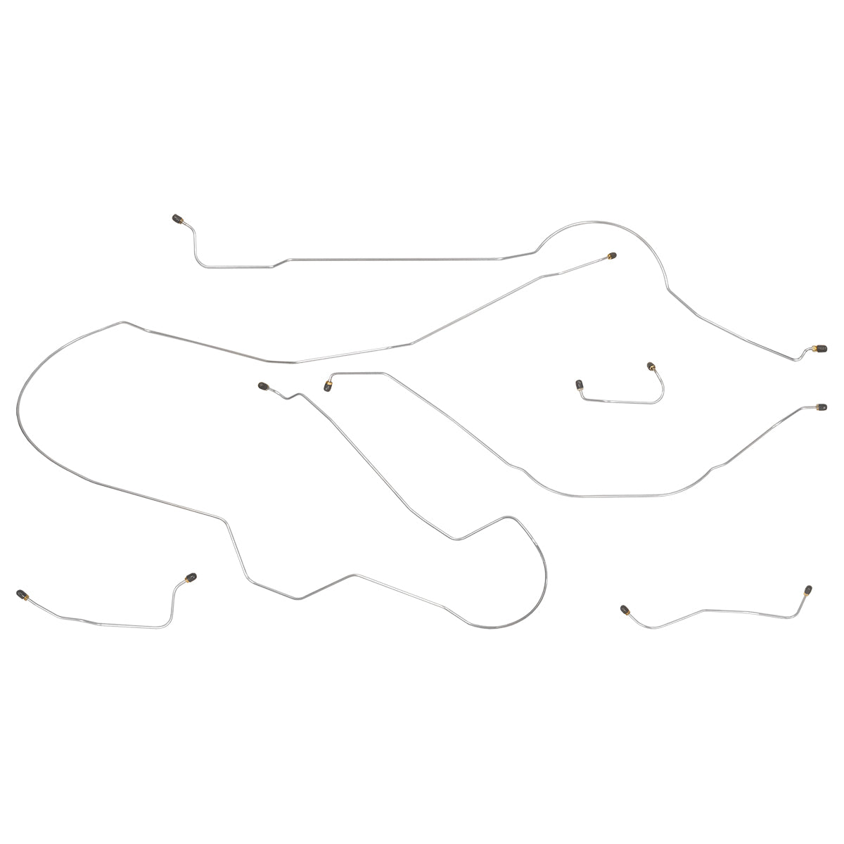 1961-62 Ford Galaxie Manual Drum Complete Brake Line Kit 6pc, OE Steel