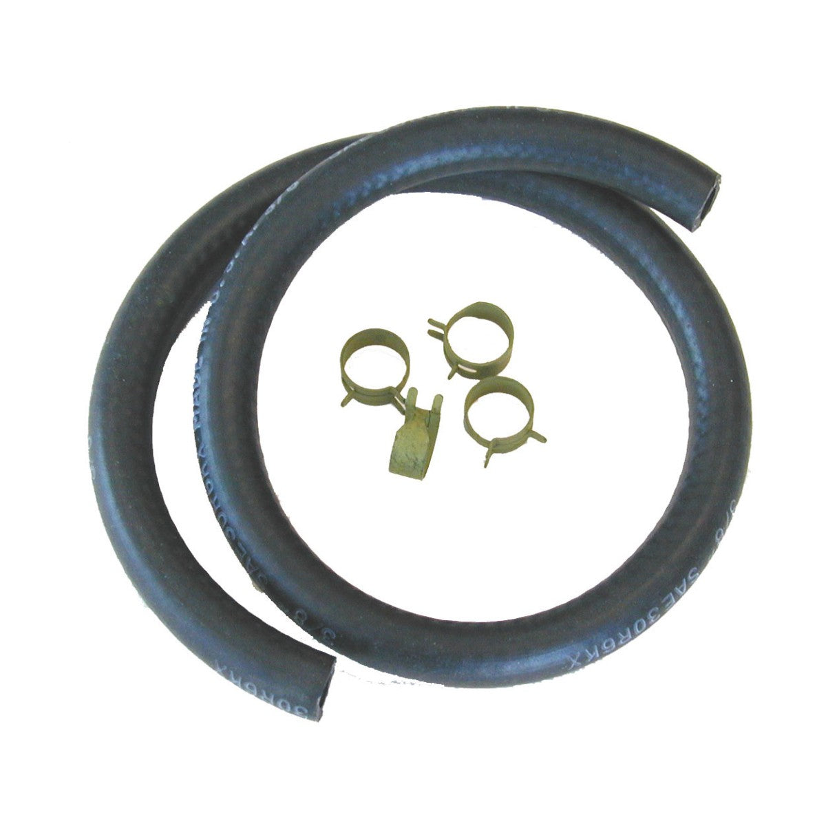 24" Rubber Fuel Line Kit (3/8" Hose w/Four Correct Color Clips)