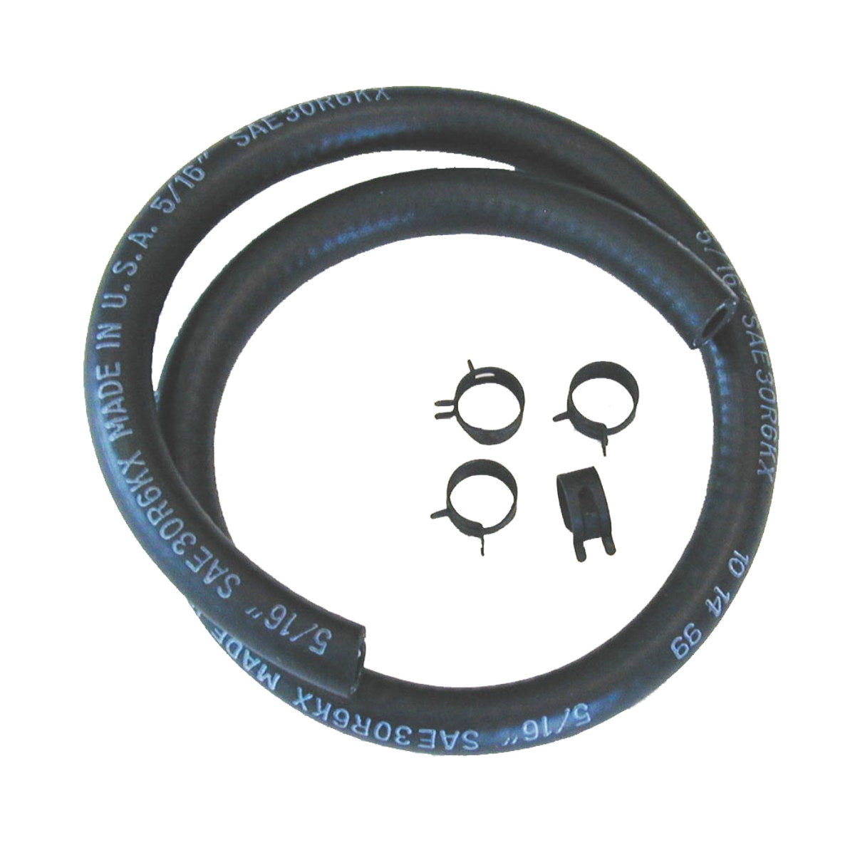 Rubber Fuel Line Kits - 5/16" (2') Hose with 4 Correct Color Clips