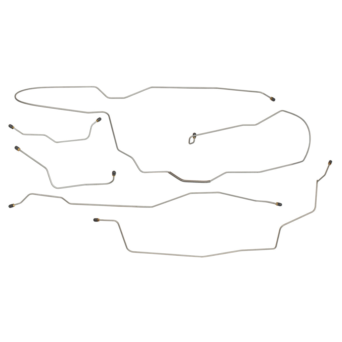 1964-65 Ford Falcon Manual Drum Complete Brake Line Kit 5pc, OE Steel