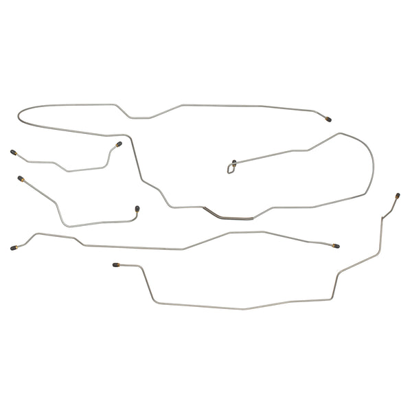 1964-65 Ford Falcon Manual Drum Complete Brake Line Kit 5pc, OE Steel