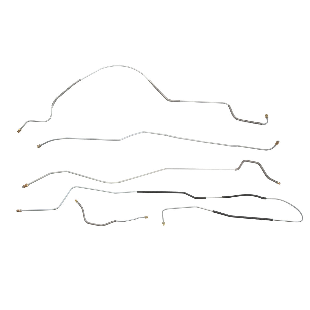 1951 Ford Special Super Manual Drum Brake Line Kit 5pc, OE Steel