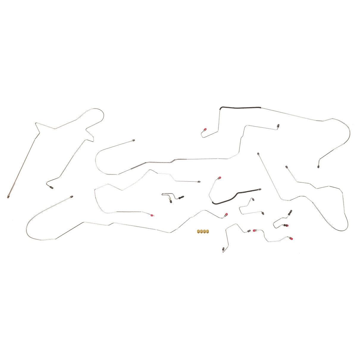 1995 (Late)-02 Ford Mercury Taurus Sable Front Disc/Rear Drum w/o ABS or Load Valve Complete Brake Line Kit 9pc, OE Steel