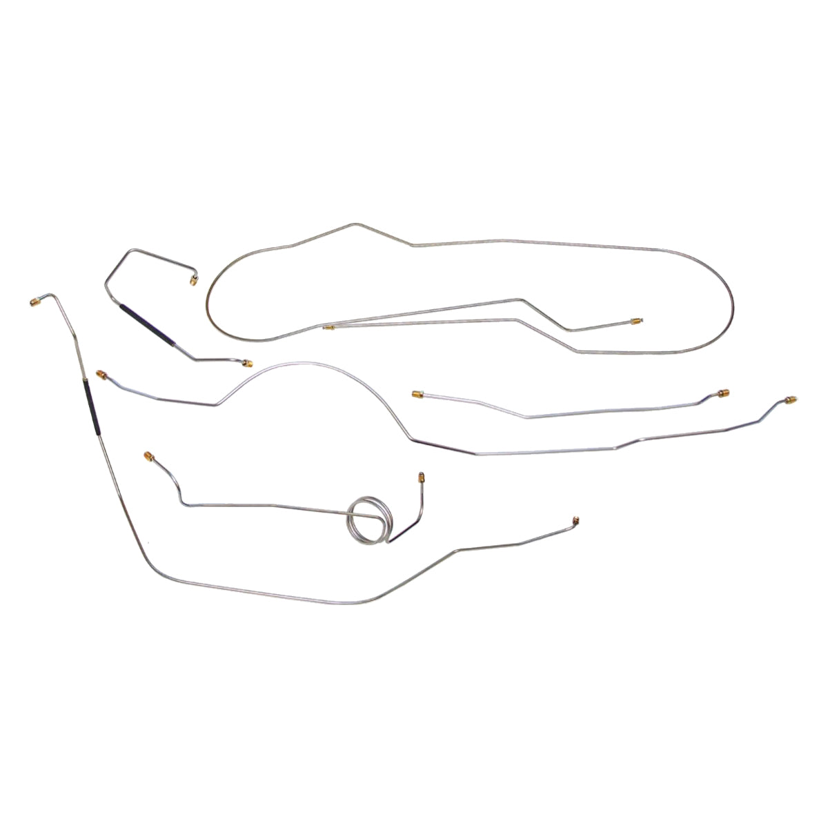 1965-66 Ford F100 F150 2WD Shortbed Manual Drum Complete Brake Line Kit 6pc, OE Steel