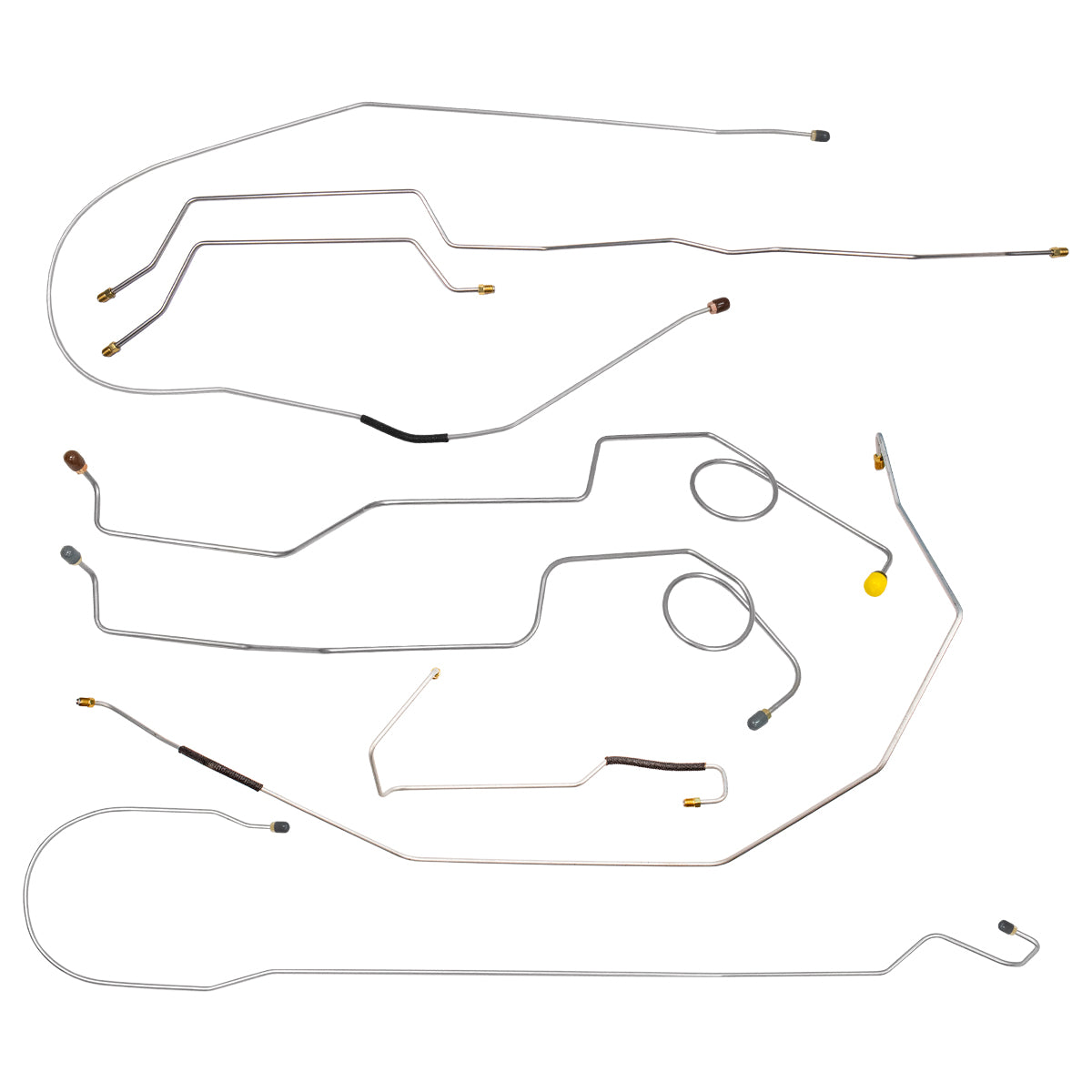 1971 Ford F-250 2wd Complete Power Disc Brake Line Kit 3/4 Ton, Longbed, 8pc, OE Steel