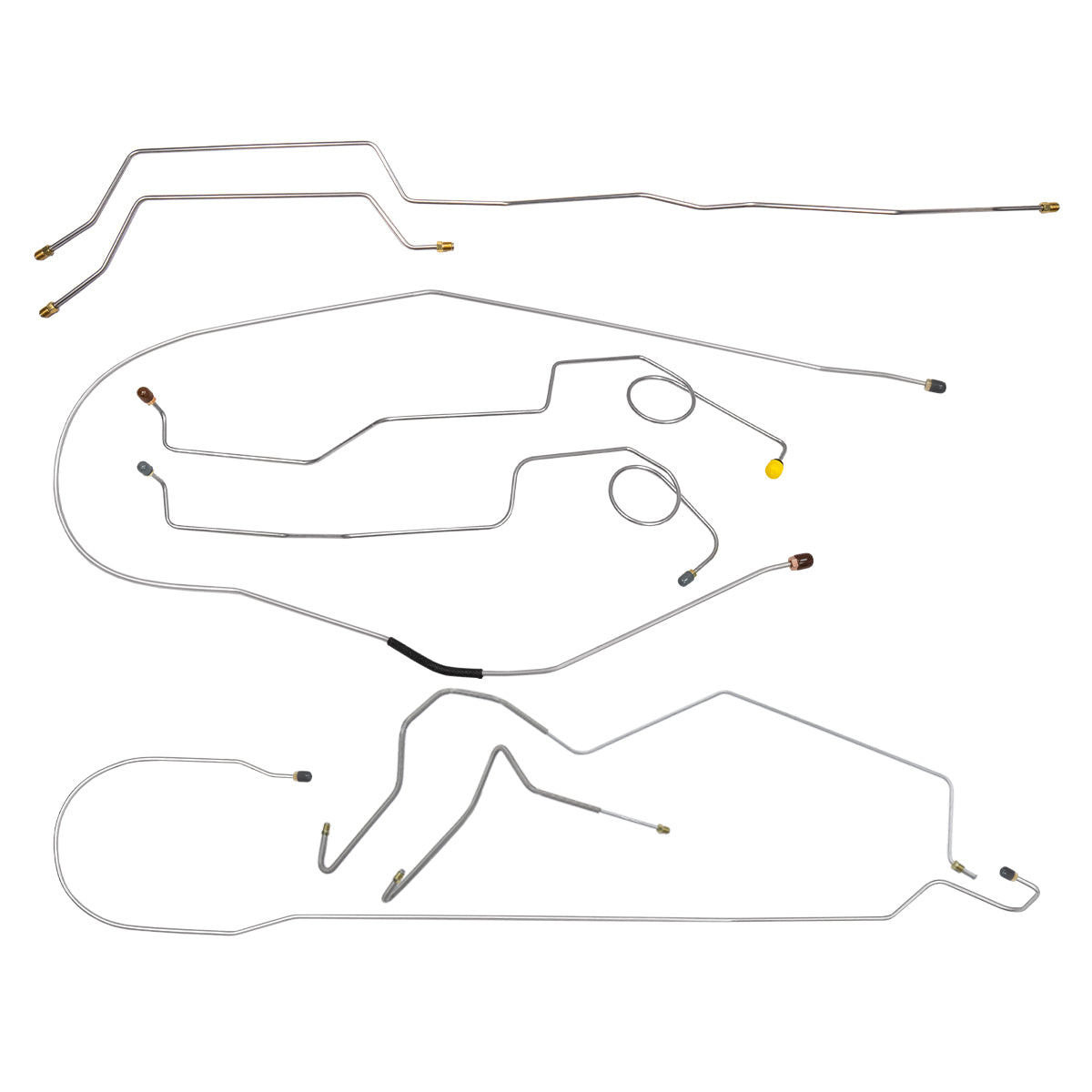 1972 Ford F-250 2wd Complete Power Disc Brake Line Kit 3/4 Ton, Longbed, 8pc, OE Steel