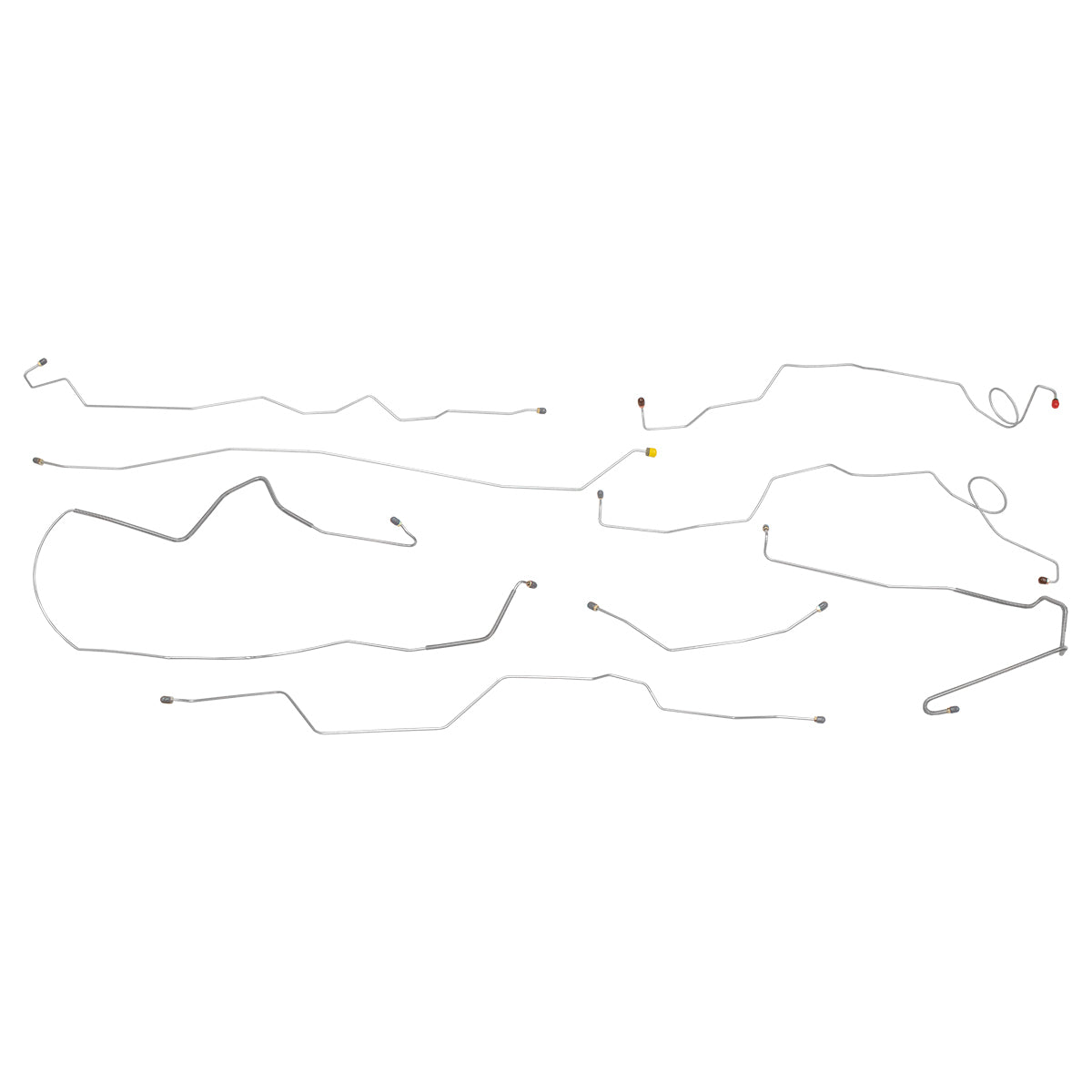 1973 Ford F100 F150 2wd Short Bed Power Disc Brake Line Kit, 8pc, OE Steel
