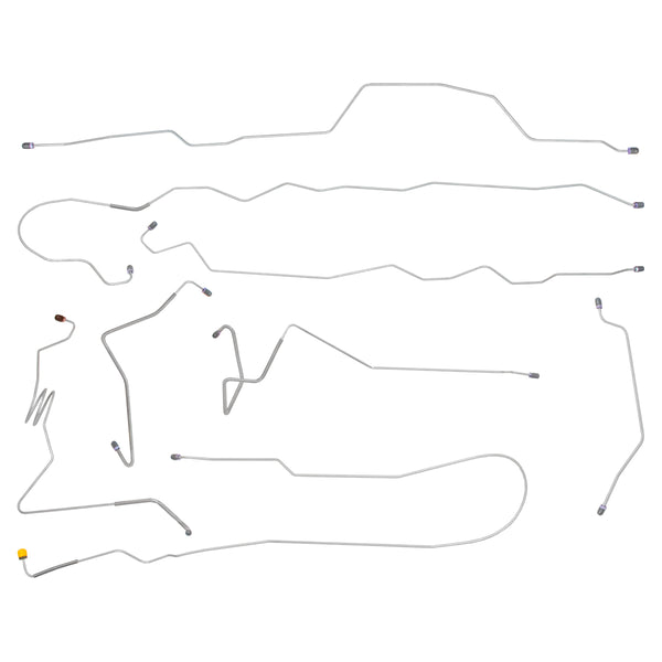 1976-79 Ford F100 F150 2WD Std. Cab Longbed Power Disc Complete Brake Line Kit 9pc, OE Steel