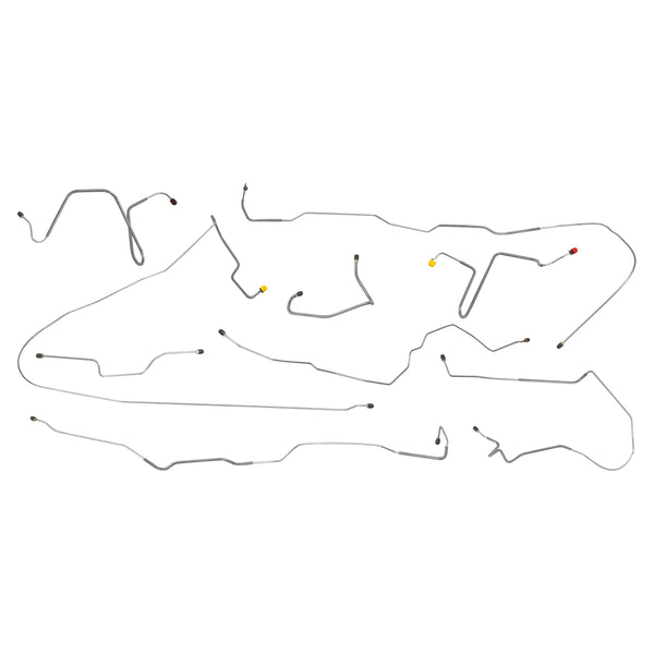 1980-86 Ford F250 F350 2WD Short Bed Power Disc Complete Brake Line Kit 8pc, OE Steel