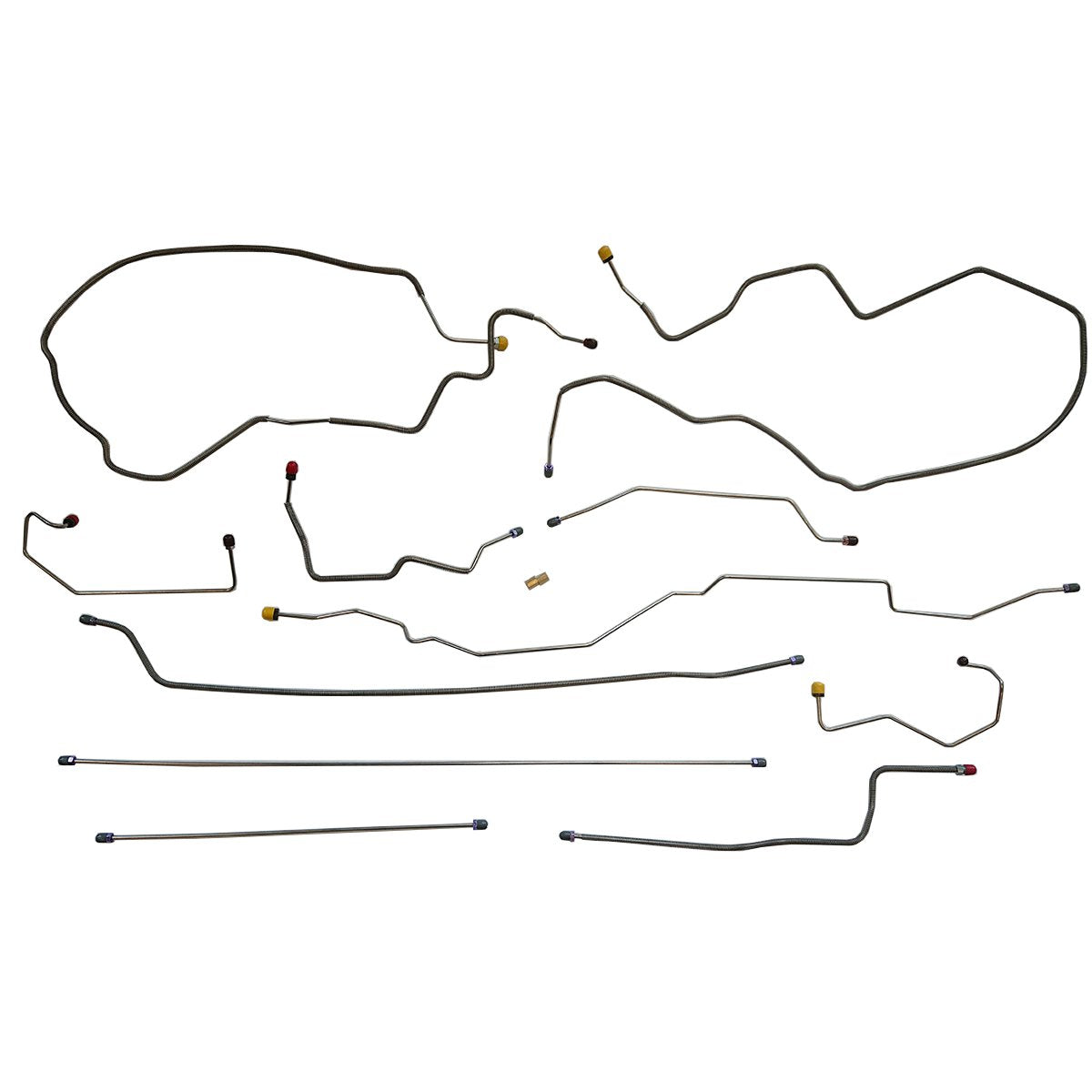 1997-03 Ford F150 4WD Ext. Cab Shortbed Four-Wheel ABS Power Disc w/ Rear Drums Complete Brake Line Kit 7pc, OE Steel