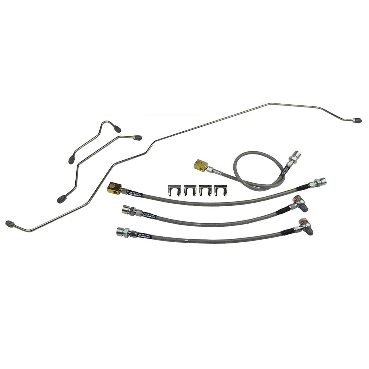 1976-79 Ford F100 F150 4WD Stanless Braided Brake Hose KIt With Front Axle Lines 7pc