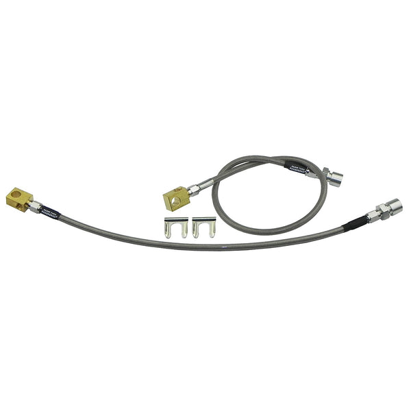 1976-79 Ford F100 F150 & Bronco 4wd Front And Rear Drop Hoses Stanless Braided Brake Hose Kit 2pc