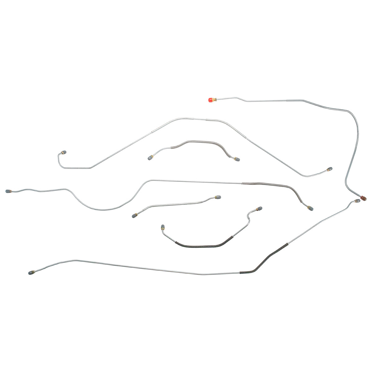1957 Ford Thunderbird Manual Drum Brake Line Kit 7pc, OE Steel