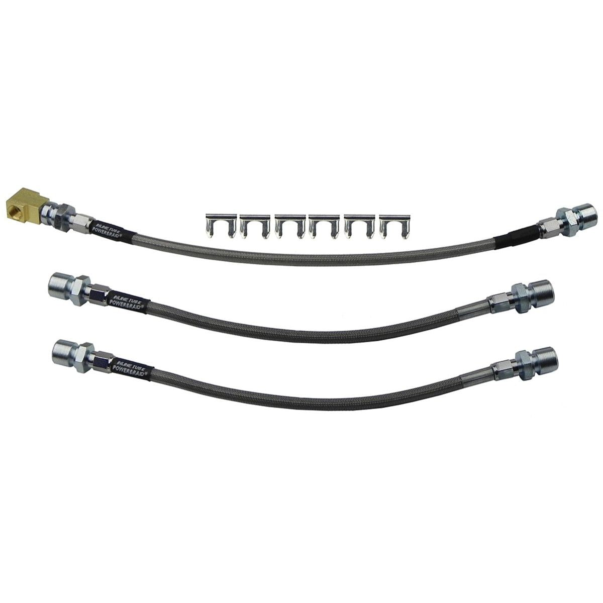1967-68 Chevrolet Impala Caprice Factory 4 Piston Disc Brake Stainless Braided Brake Hose Kit 3pc