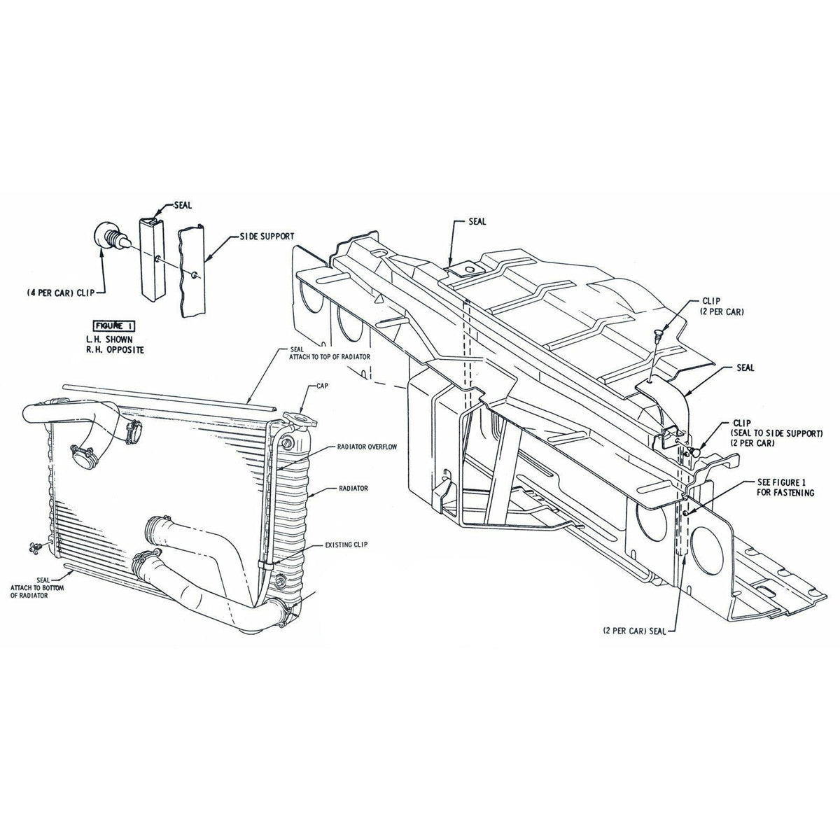 1970-72 Cutlass Radiator Seal Kit 4 pc