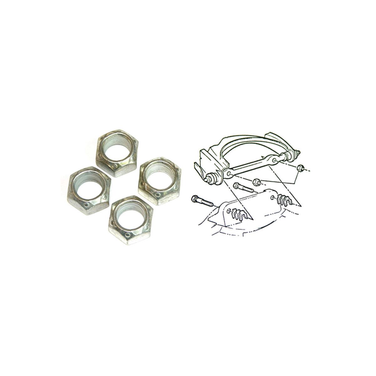 1964-72  GTO 442 GS Upper Control Arm Lock Nuts 4pc
