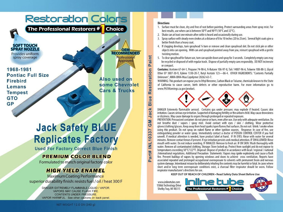 1968-72 Pontiac, GTO, Firebird Jack & Base Correct Blue Spray Paint 1pc