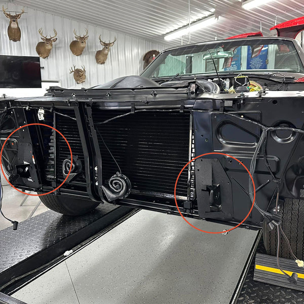 1968-72 Pontiac GTO Core Support To Frame Rail Seals With Push Clips 10pc