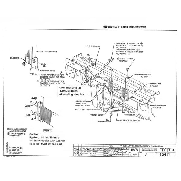 1969-72 Cutlass Auxiliary Automatic Trans Cooler Kit.