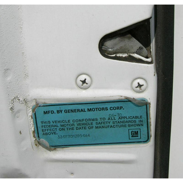 1970-76 GM Blue, Driver Door Decal With Clear Cover 2pc.