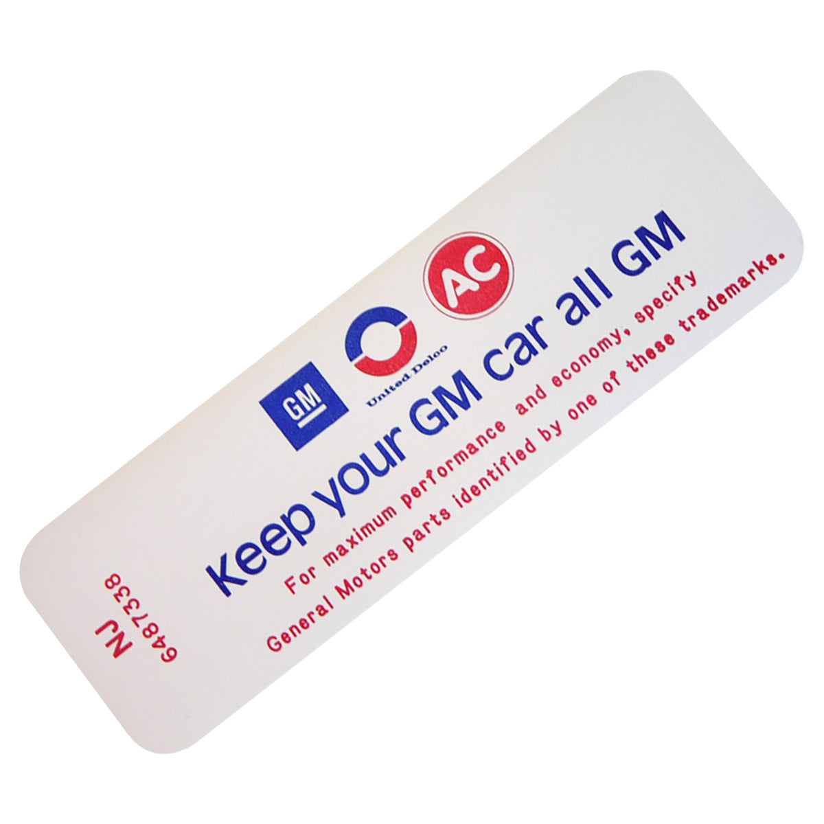 1968-72 Olds Air Cleaner Base (Keep Your GM Car All GM) Decal All Models 1pc, Also 1979 Trans Am Olds 403 Engine