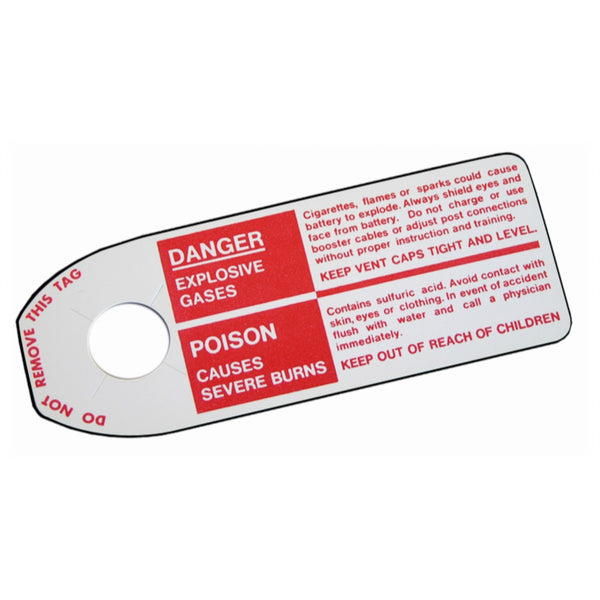 1965-72 Neg Positive Battery Warning Tag - All GM 1pc