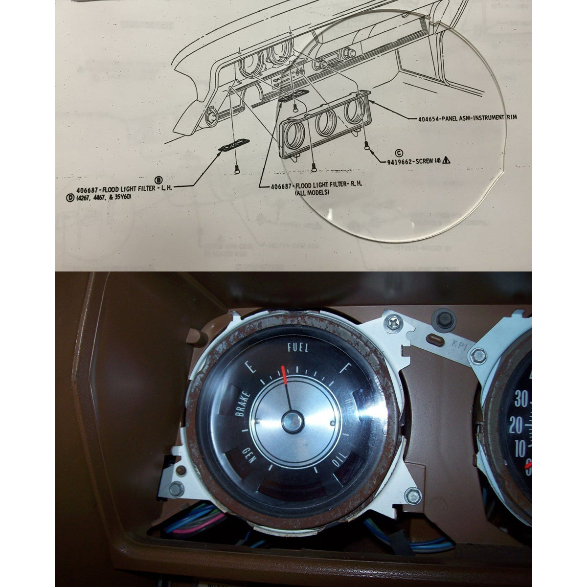1968-72 Olds Cutlass Gauge Face Lens 3pc Cars With Standard Gauges No Clock
