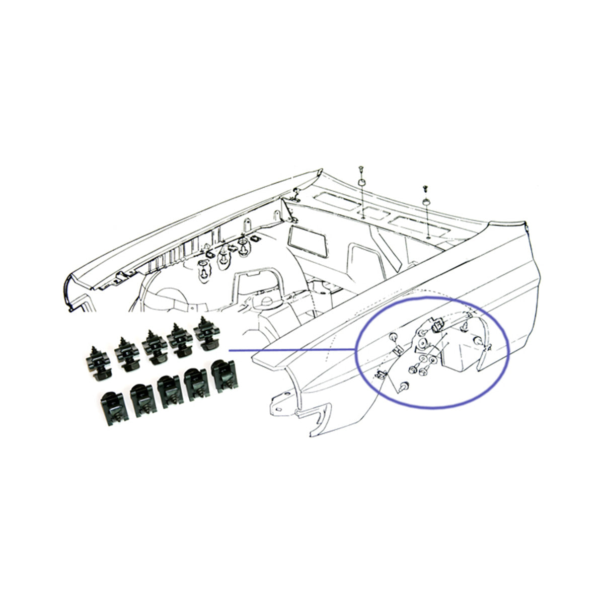 1970-72 Pontiac GTO Lemans Fender To Inner Fender Lip Hardware 20 pc