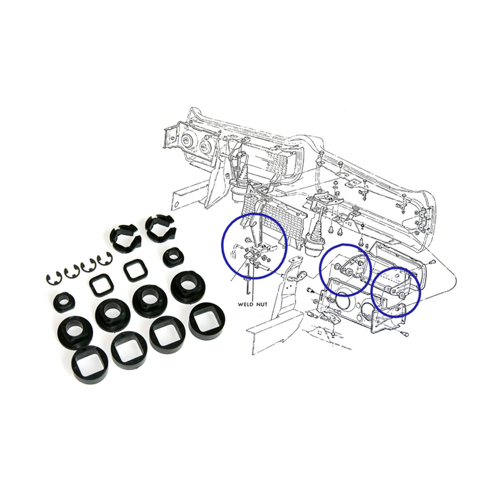 1968-69 Pontiac GTO Hideaway Door Bushings18pc