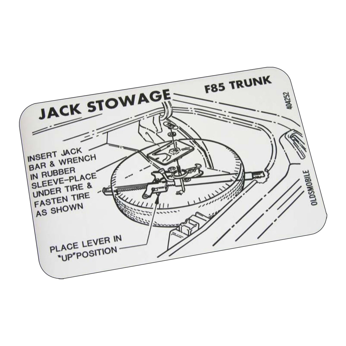 1969-72 Oldsmobile Cutlass Jack Storage Decal 1pc