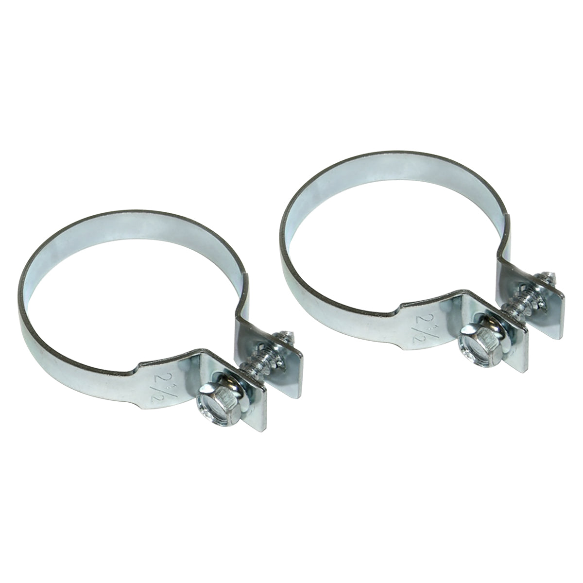 1964-77 GM Correct Tail Pipe Hanger Clamp 2-1/2" Single Bolt Silver Zinc 2pc