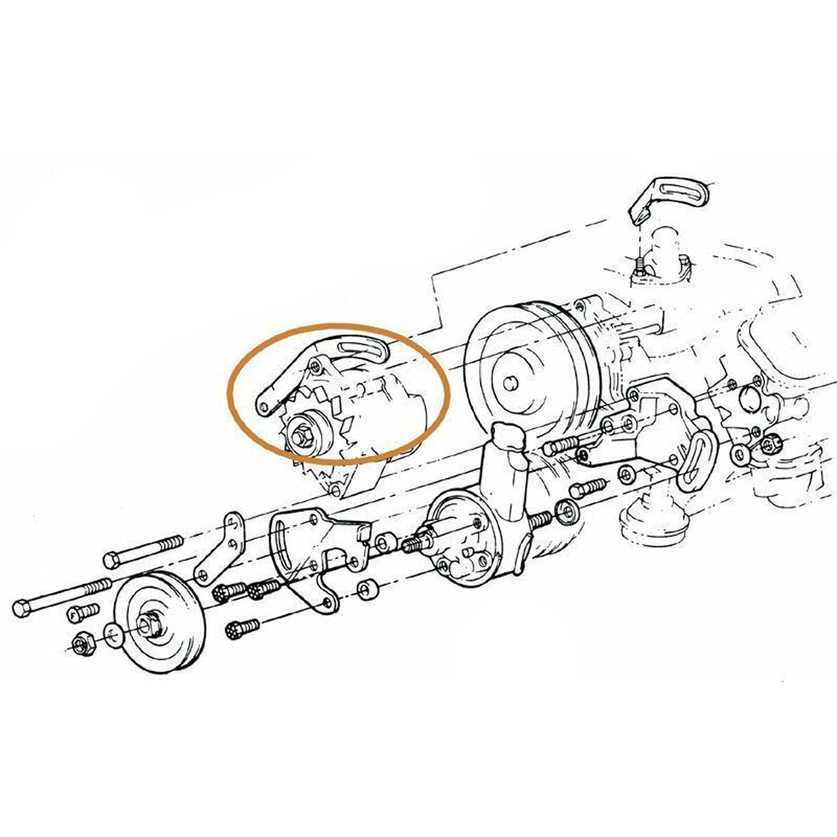 1967-68 Pontiac, GTO, Firebird Front Alternator Support Bracket All V8 Flat 1pc