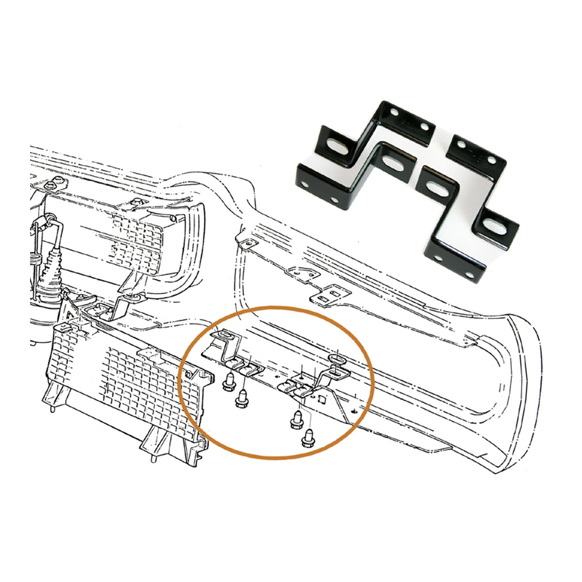 1968-69 Pontiac, GTO, Front Grill Mounting Brackets 4pc With HWD Factory Correct