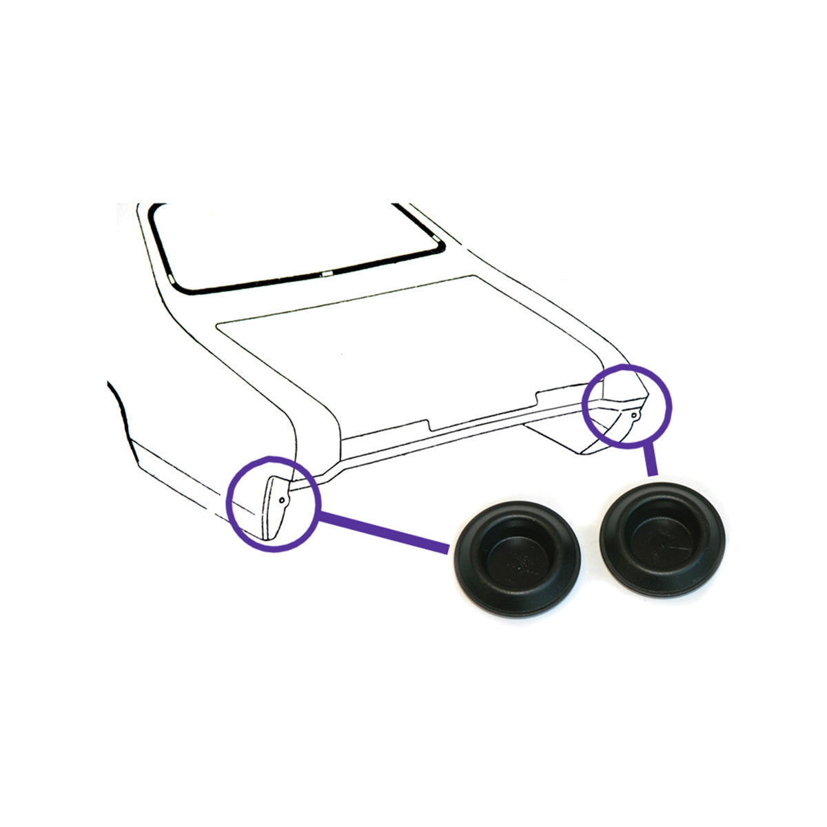 1968-69 Pontiac, GTO Rear Quarter Plastic Plugs 2pc