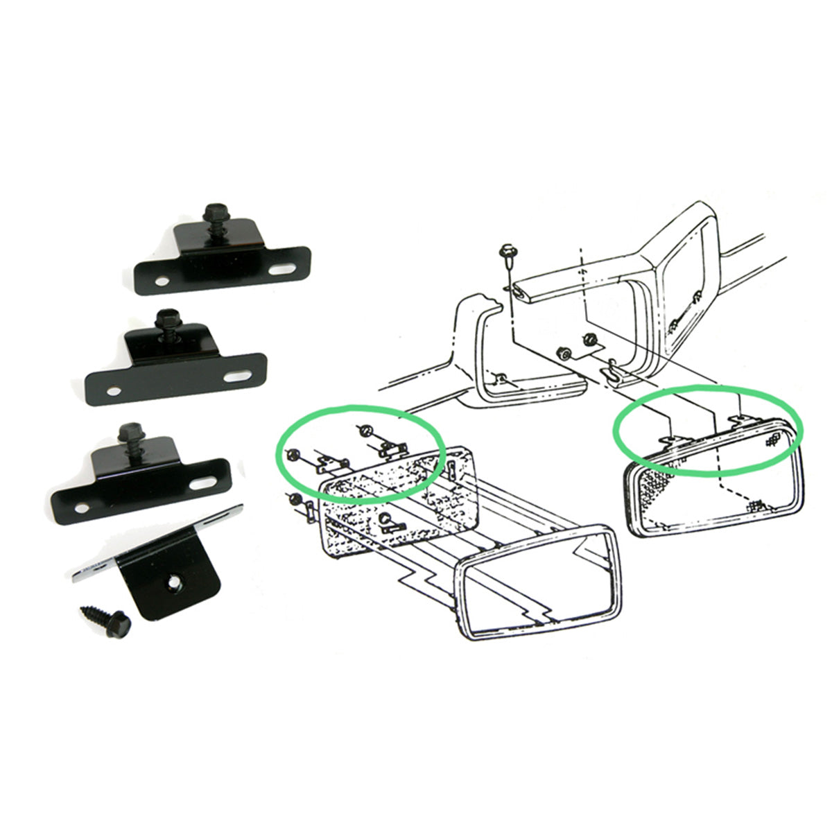 1971-72 GTO Lemans & Endura Grill Brackets 4pc
