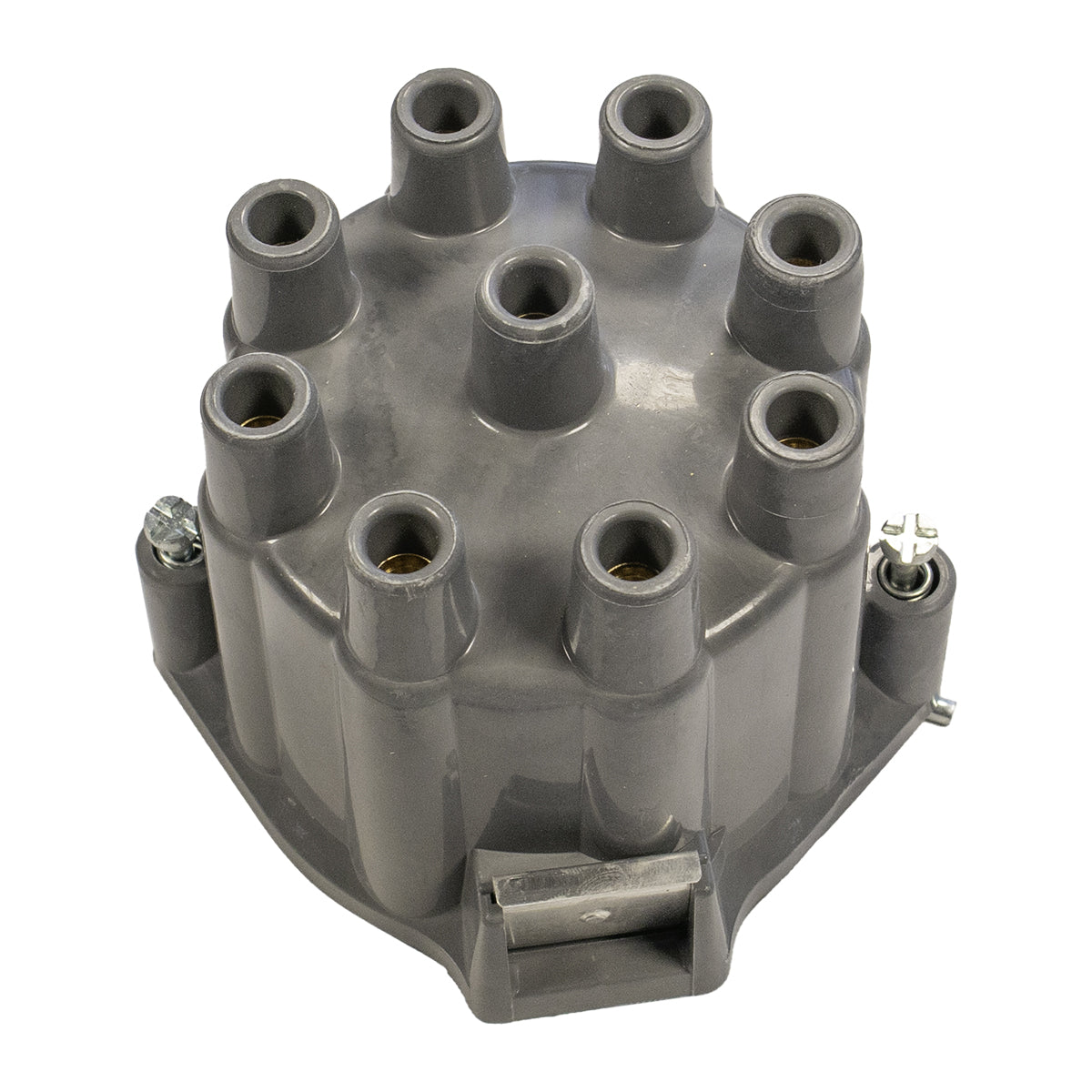 1964-73 Pontiac A-Body Distributor Cap V8, Gloss Black In Color, Smooth Texture, With Brass Contacts