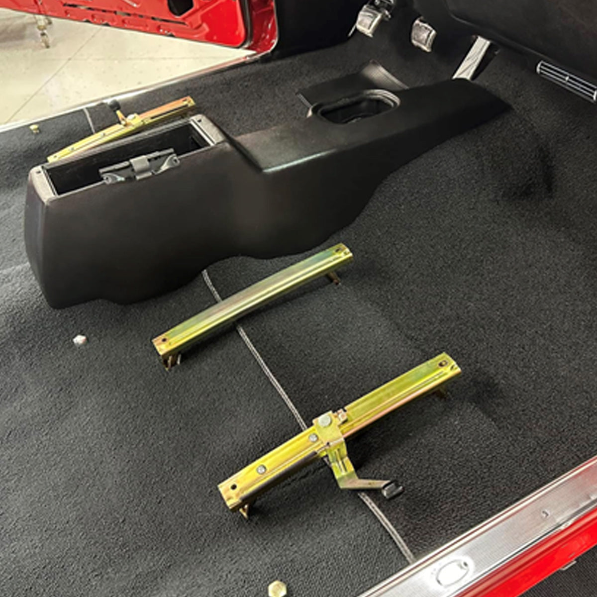 1966-72 GM A-Body Bucket Seat Tracks With Black Knobs- Driver's