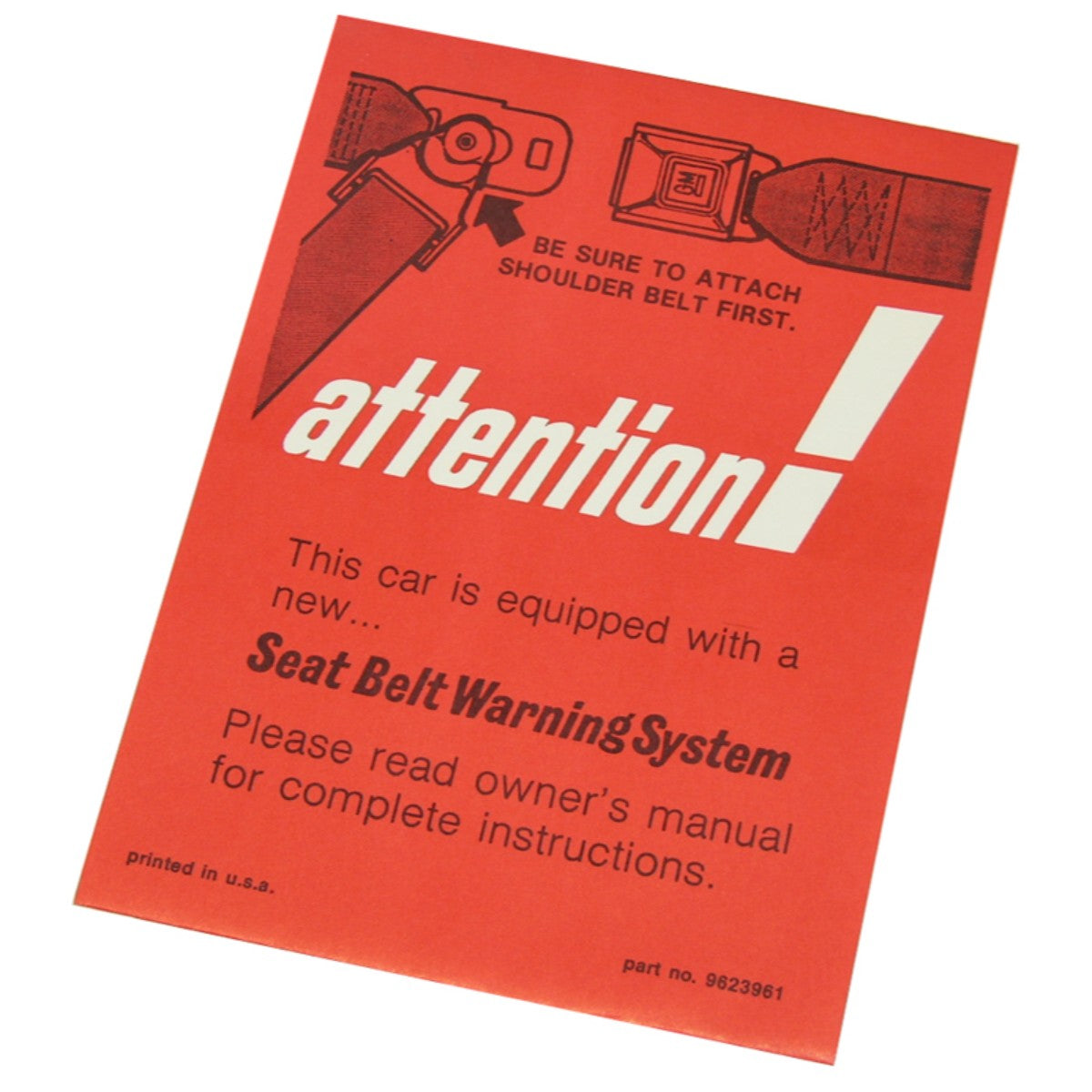 1972 GM A-Body Visor Seat Belt Warning Sleeve 1pc