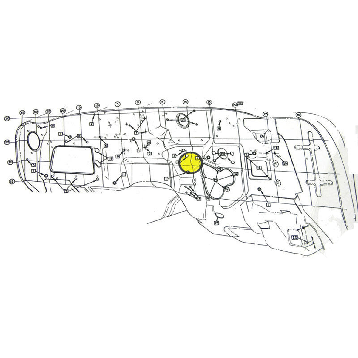 1968-72 GM Throttle Cable Location Firewall Plug Style 1