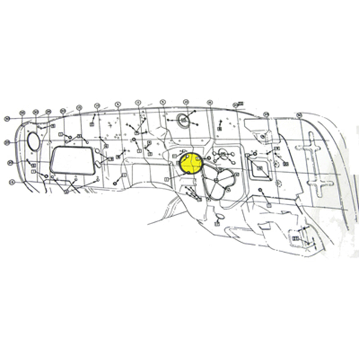 1968-72 GM A-Body Throttle Cable Location Firewall Plug Style 2 Square