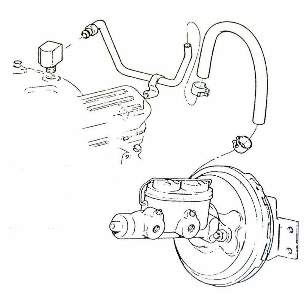 1968-72 Buick Skylark 350, 400, 455 Engine to Power Brakes Vacuum Line & Brass Fitting 2pc