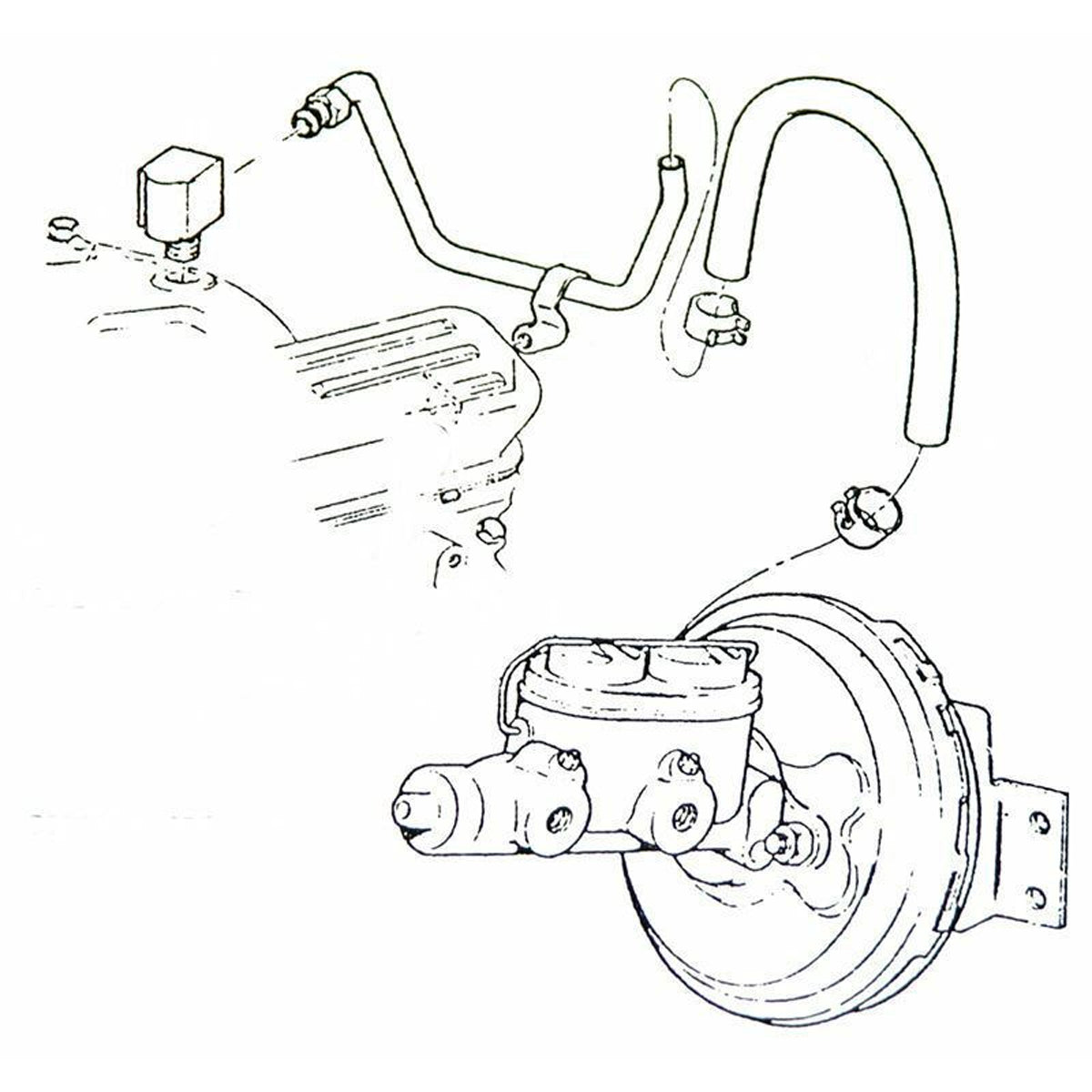 1968-72 Buick Skylark 350, 400, 455 Engine to Power Brakes Vacuum Line & Brass Fitting 2pc