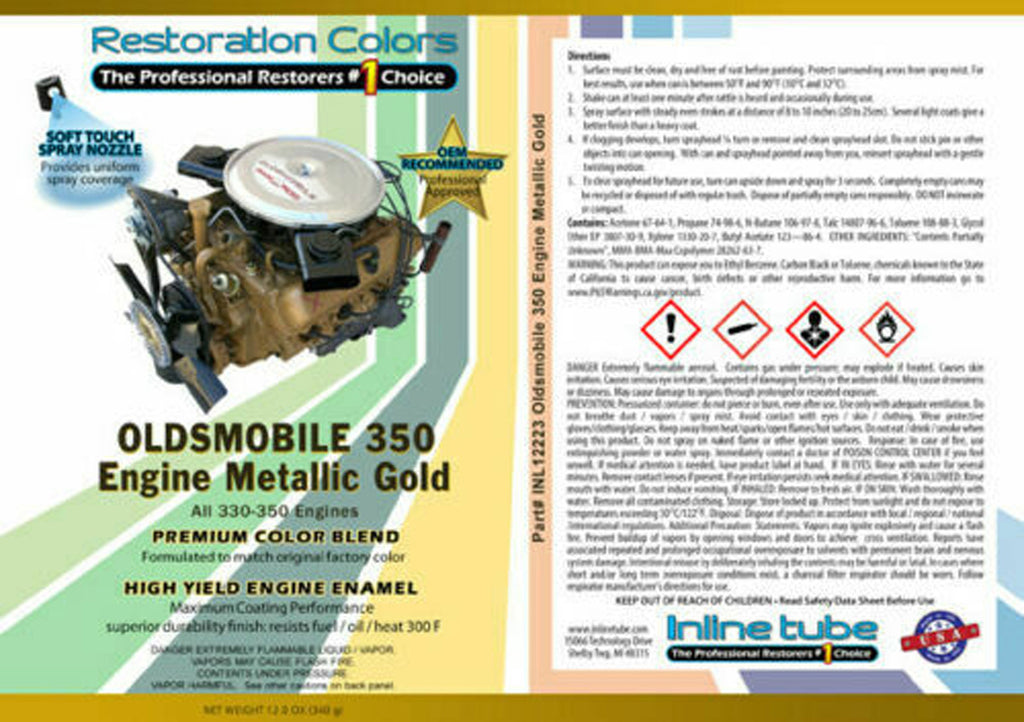 1968-72 Oldsmobile 330cid 350cid Gold Engine Paint, 1pc