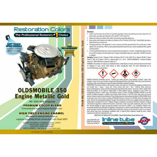 1968-72 Oldsmobile 330cid 350cid Gold Engine Paint, 1pc