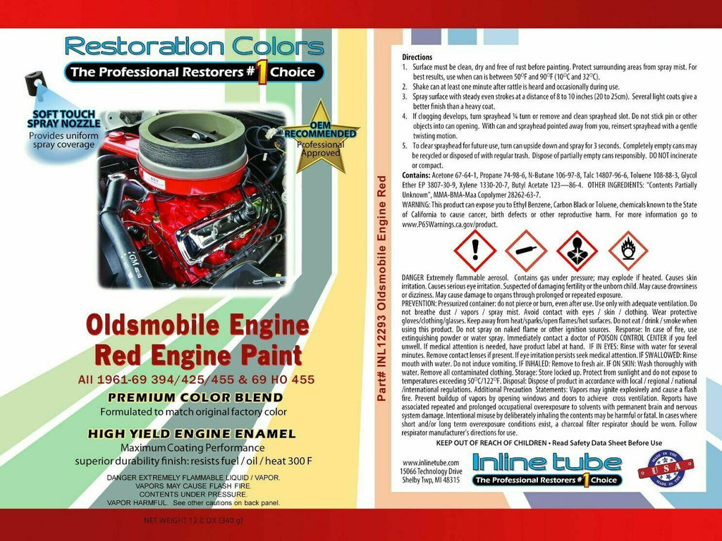 1968-69 Oldsmobile 455cid Hurst Olds Red Engine Paint 1pc
