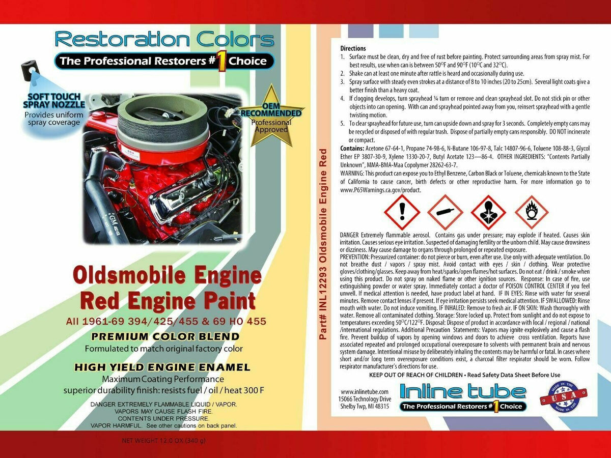 1968-69 Oldsmobile 455cid Hurst Olds Red Engine Paint 1pc